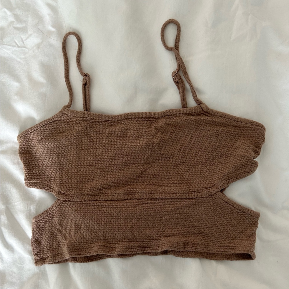 Forever 21 brown cut out cropped tank top size medium
